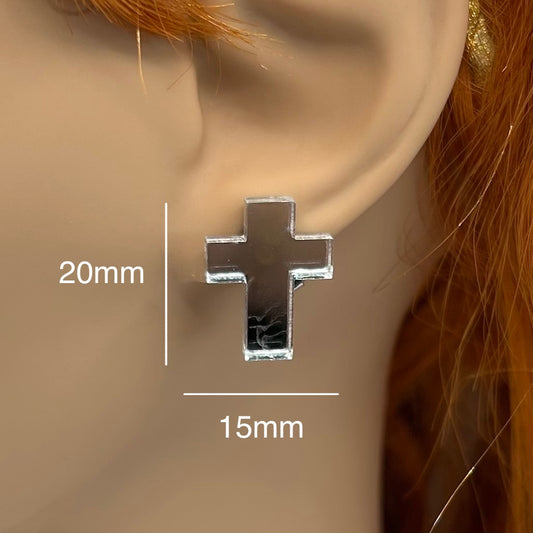 Silver Cross Studs