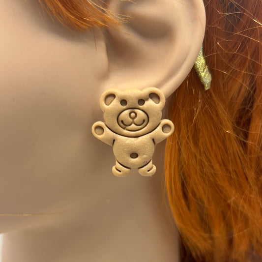 Biscuit Teddy Statement Studs