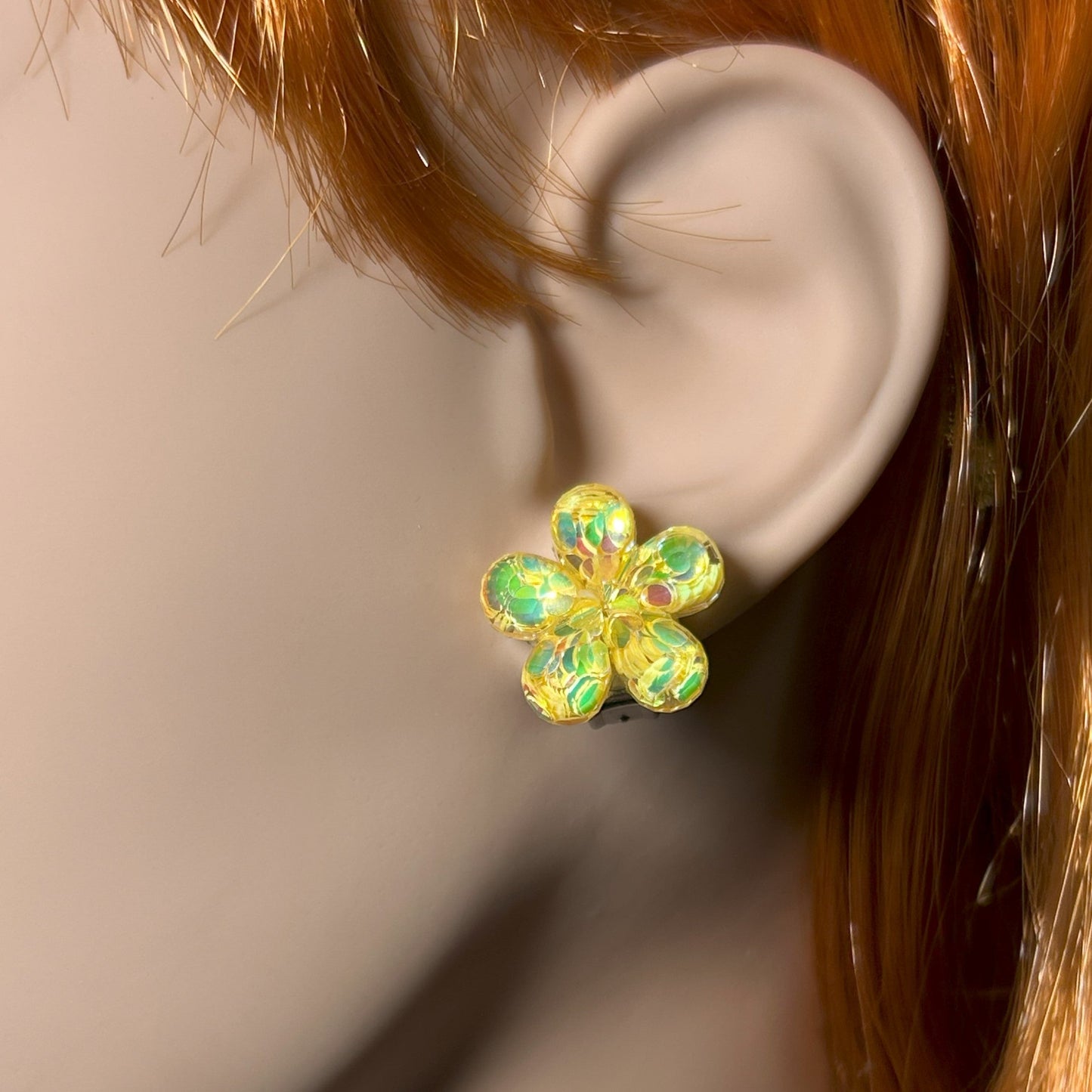 Glitter Flower Stud