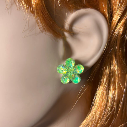 Glitter Flower Stud