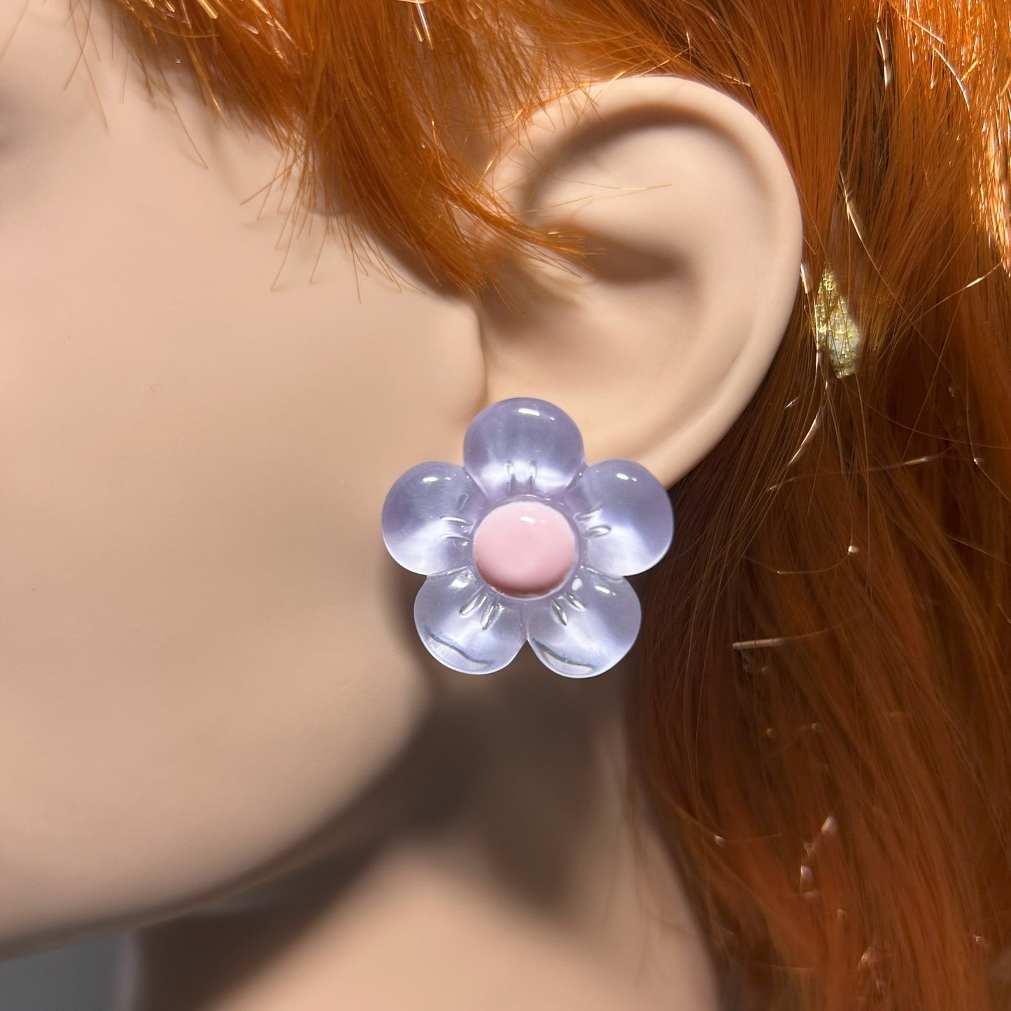Glossy Flower Statement Stud