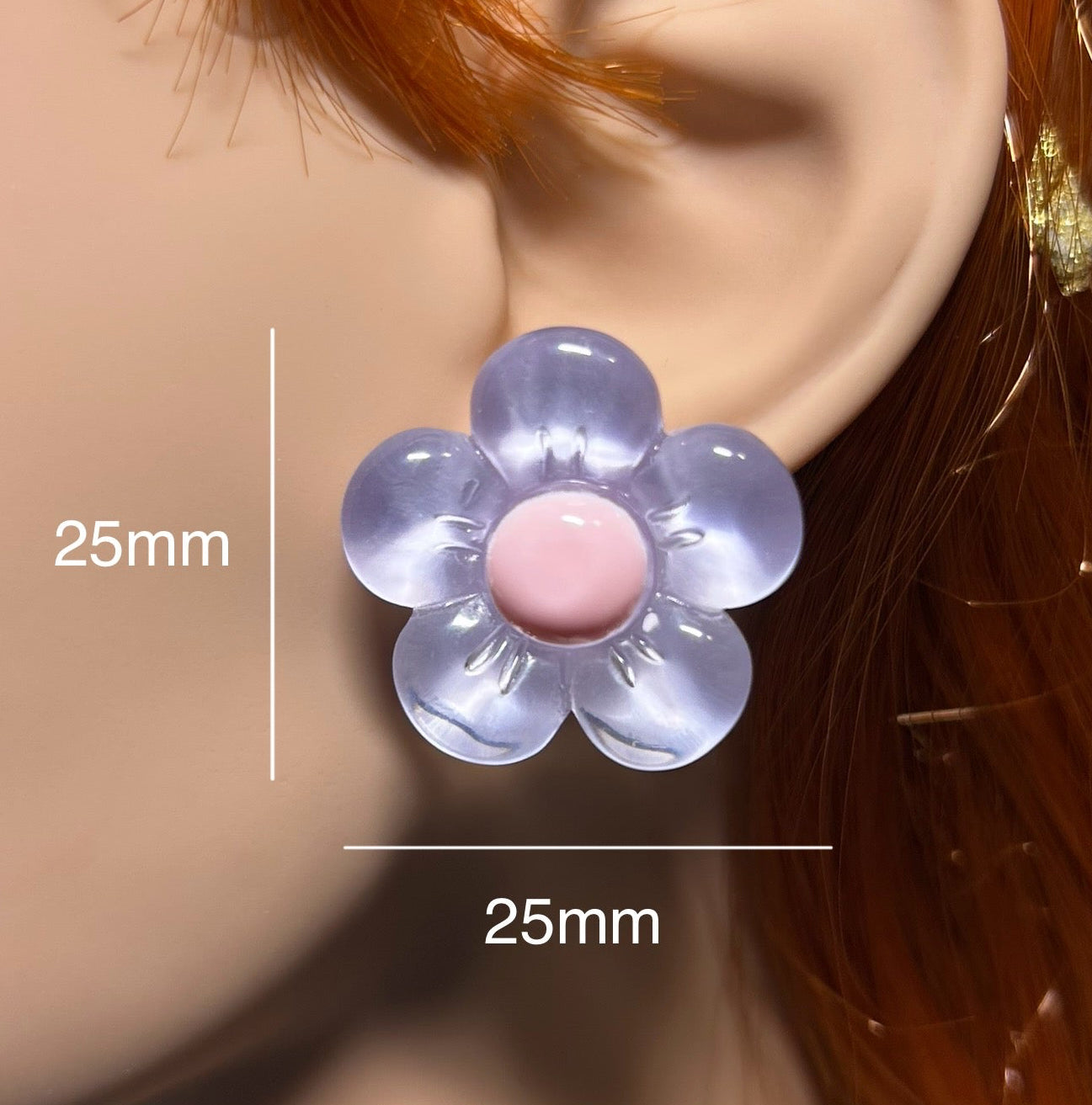 Glossy Flower Statement Stud