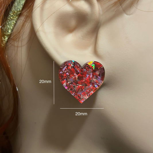 Glitter Heart Stud