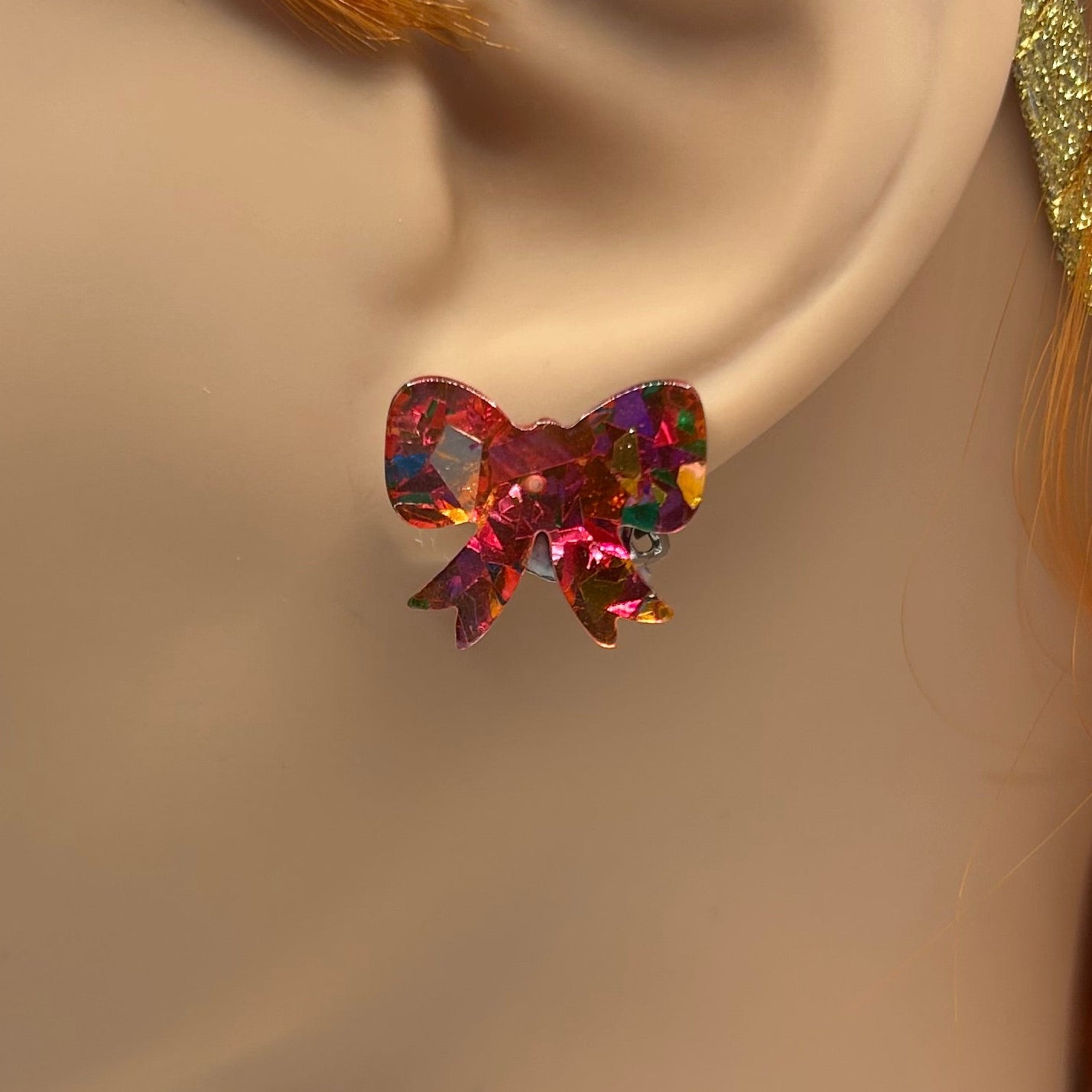 Glitter Bow Studs