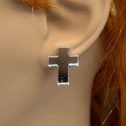 Silver Cross Studs