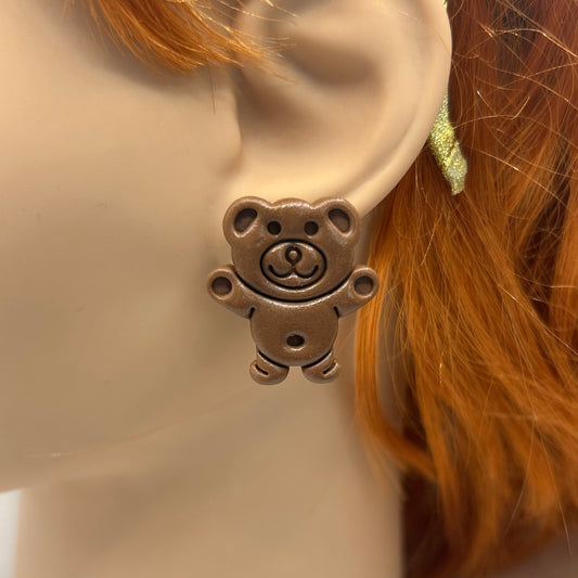 Biscuit Teddy Statement Studs