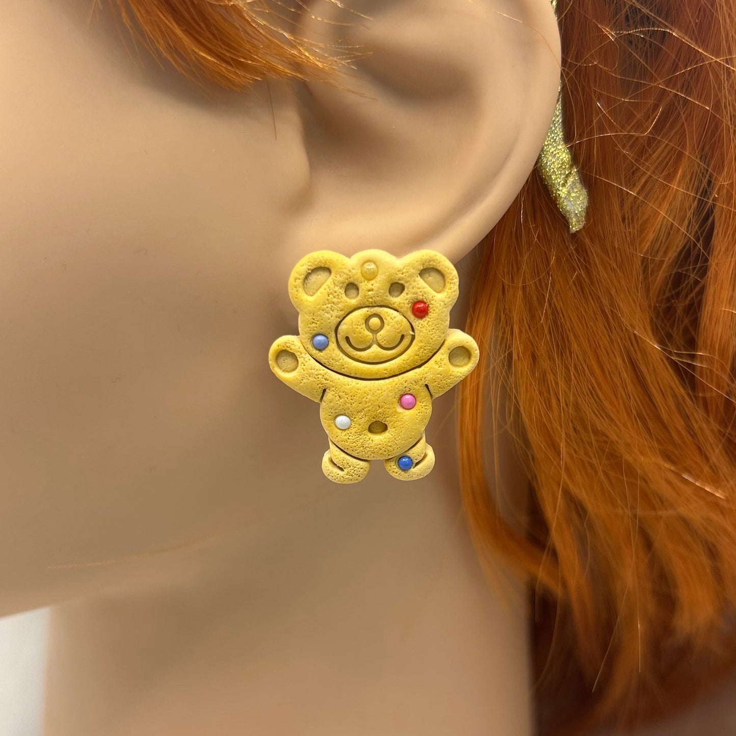 Biscuit Teddy Statement Studs
