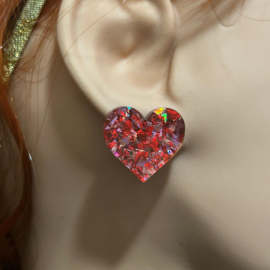Glitter Heart Stud